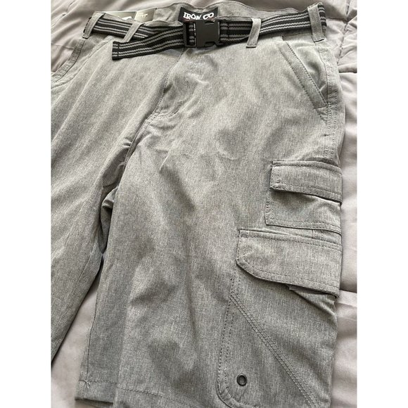 Iron Co Shorts Iron Co Mens Heather Gray Belted Stretch Performance